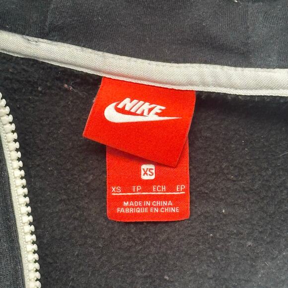 Nike Sportswear Club Fleece Black Womens XS 1/4 Zip Big Swoosh Spellout Hoodie - Picture 5 of 12